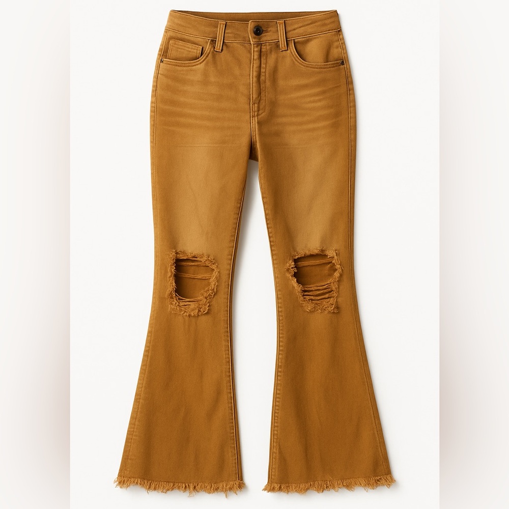 Stylish Tan Flared Women Jeans